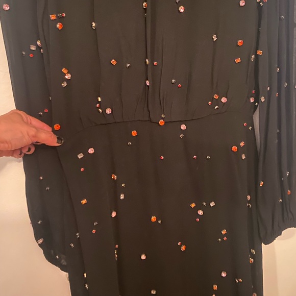 Cynthia Rowley multi color rhinestone embellished black chiffon dress - Picture 5 of 9